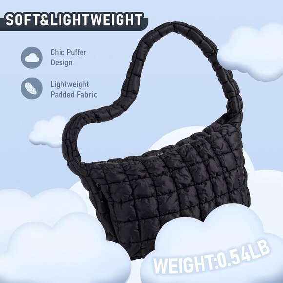 Puffer Bag Women Quilted Tote Large Water-Resistant Cotton Padded - Picture 3 of 9